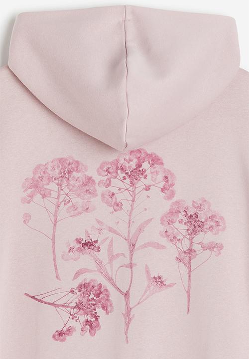 H&M - Loose fit printed hoodie - light pink 