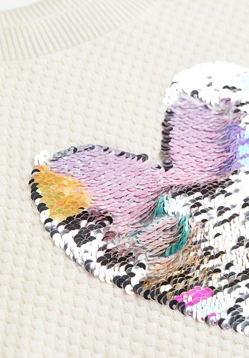 H&M - Reversible sequin-motif jumper - white