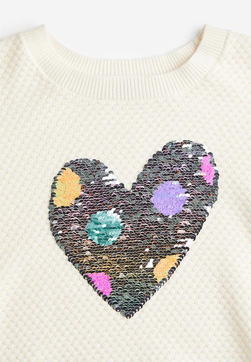 H&M - Reversible sequin-motif jumper - white