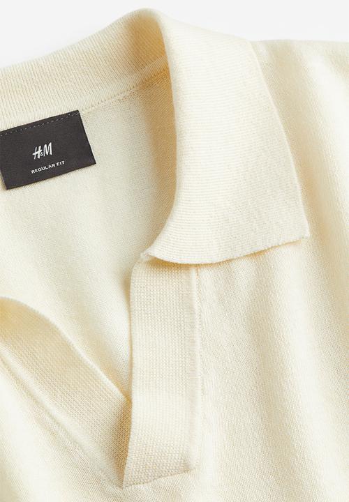 H&M - Regular fit linen-blend polo shirt - cream