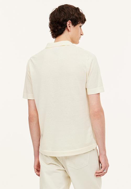 H&M - Regular fit linen-blend polo shirt - cream