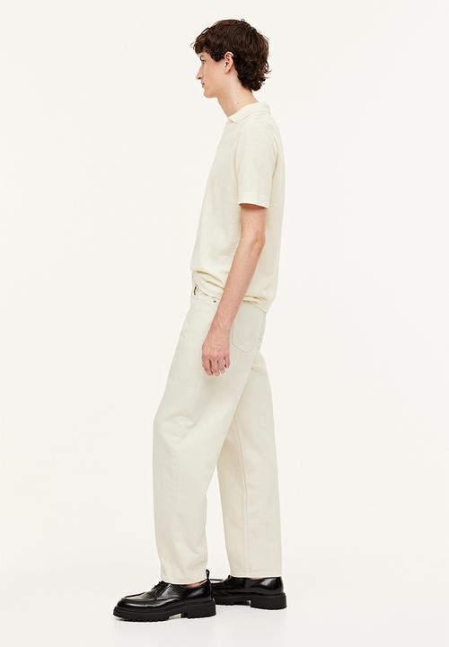 H&M - Regular fit linen-blend polo shirt - cream