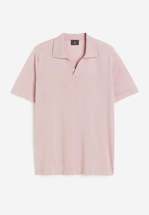 H&M - Regular fit linen-blend polo shirt - pink