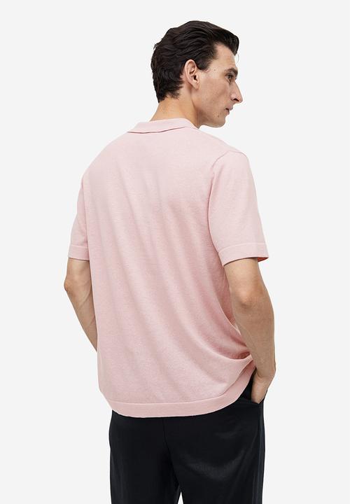 H&M - Regular fit linen-blend polo shirt - pink