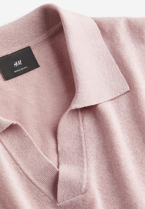 H&M - Regular fit linen-blend polo shirt - pink