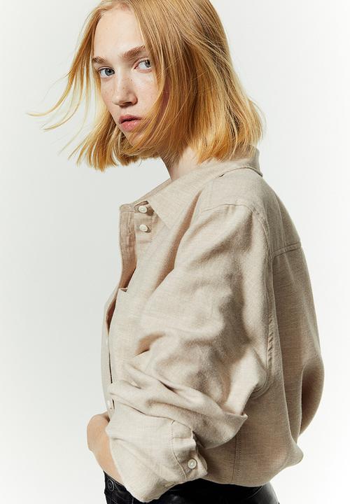 H&M - Cotton flannel shirt - beige