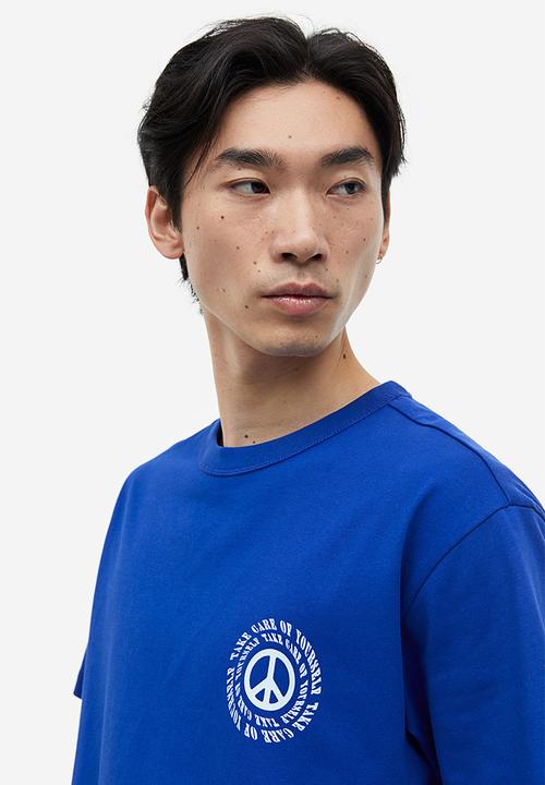 H&M - Coolmax® loose fit T-shirt - Blue Peace symbol