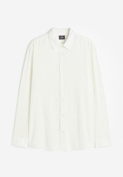 H&M - Regular fit crinkled shirt - cream