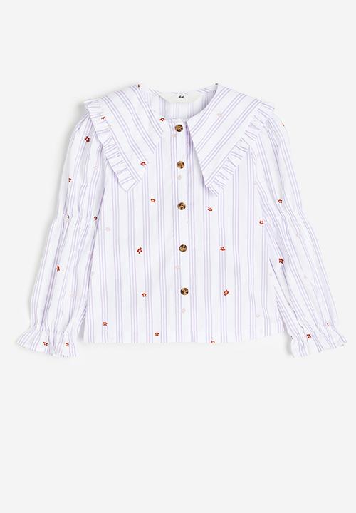 H&M - Collared poplin blouse - purple multi