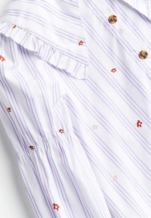 H&M - Collared poplin blouse - purple multi