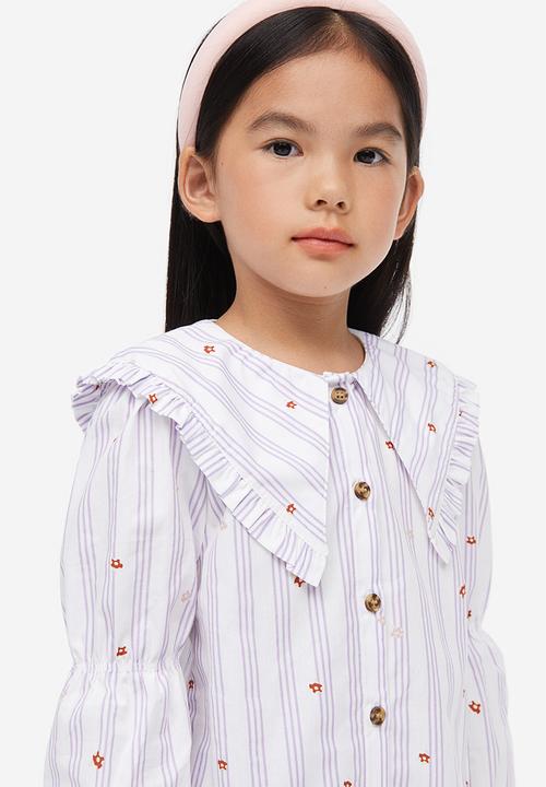 H&M - Collared poplin blouse - purple multi