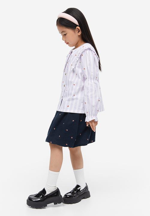 H&M - Collared poplin blouse - purple multi