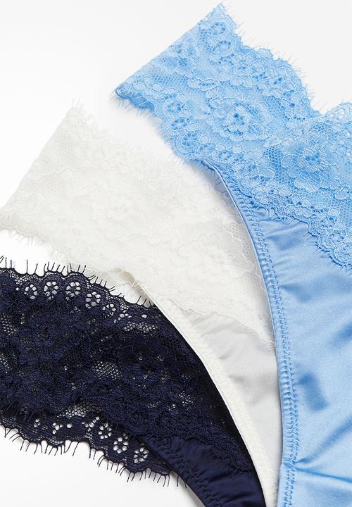 H&M - 3-pack thong briefs - white & blue
