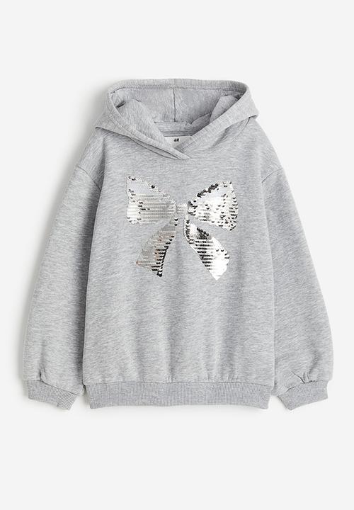 H&M - Printed hoodie - light grey bow