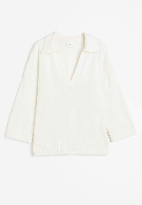H&M - Fine-knit collared jumper - white
