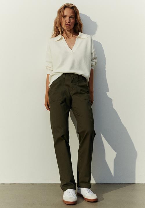 H&M - Fine-knit collared jumper - white
