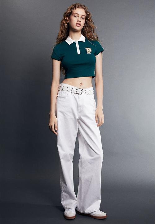 H&M - Cropped polo shirt - green