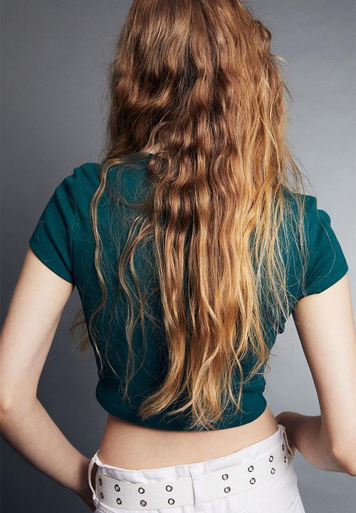 H&M - Cropped polo shirt - green
