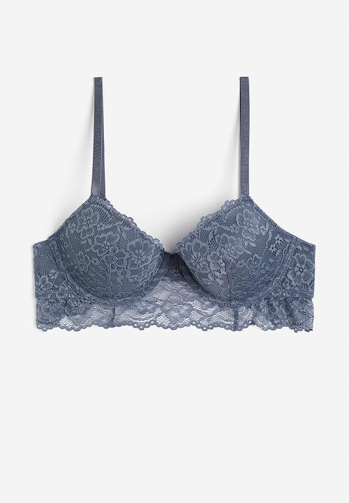 H&M - Padded underwired lace bra - blue