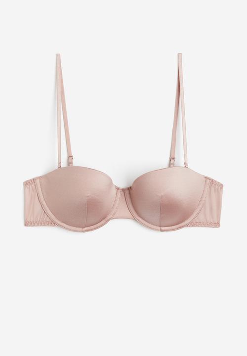 H&M - Satin padded balconette bra - light pink 