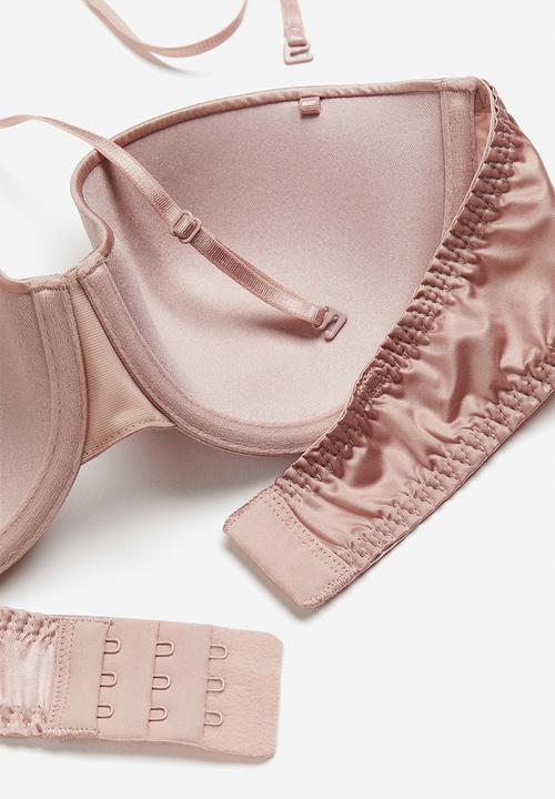 H&M - Satin padded balconette bra - light pink 