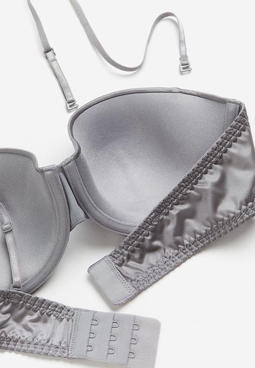 H&M - Satin padded balconette bra - grey