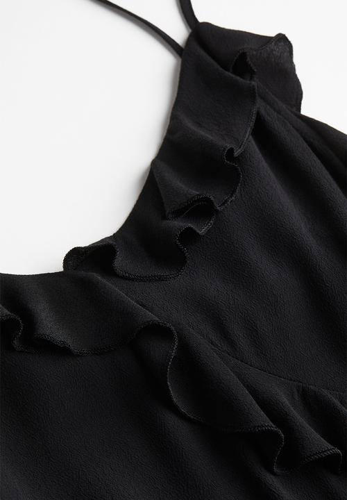 H&M - Flounce-trimmed crêpe dress - black