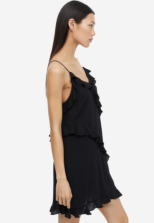 H&M - Flounce-trimmed crêpe dress - black