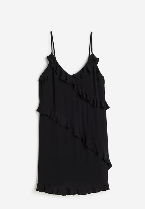 H&M - Flounce-trimmed crêpe dress - black