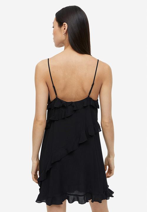 H&M - Flounce-trimmed crêpe dress - black