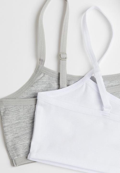 H&M - 2-pack jersey tops - grey & white 