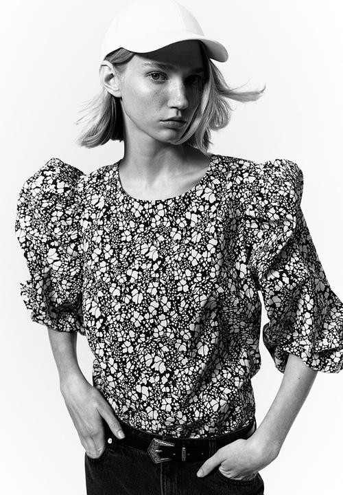 H&M - Patterned cotton blouse - blue