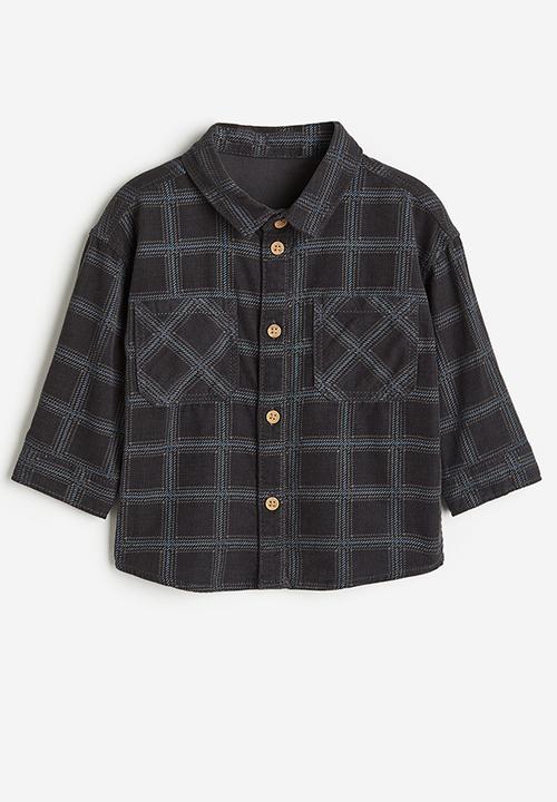 H&M - Cotton corduroy shirt - dark grey checked