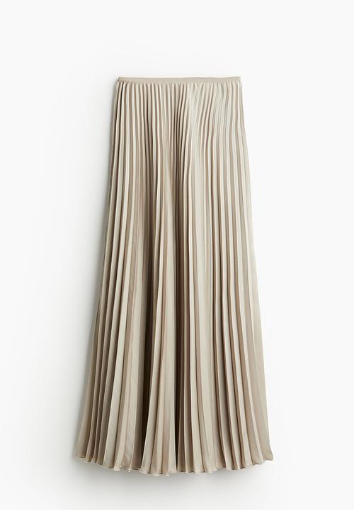 H&M - Pleated satin skirt - beige