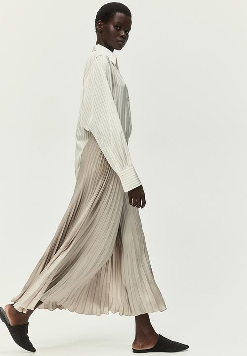 H&M - Pleated satin skirt - beige