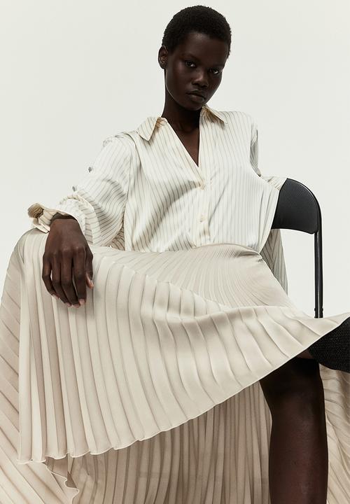 H&M - Pleated satin skirt - beige