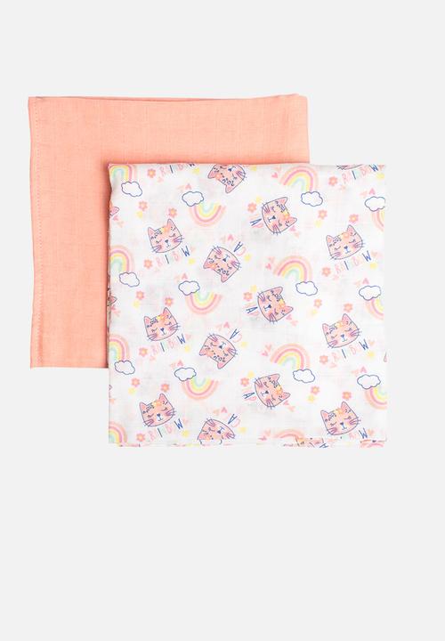 The Character Group (Legacy) - Rainbow 2 pack muslin blanket - pink