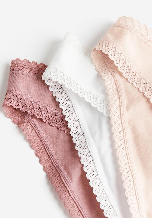 H&M - 3-pack cotton bikini briefs - pink
