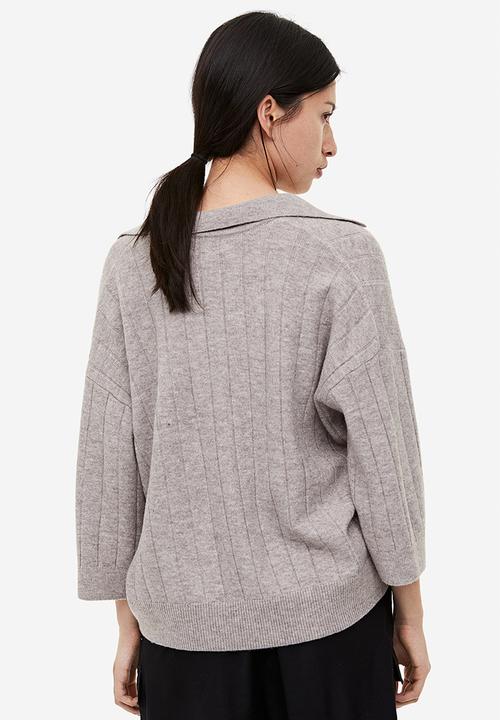 H&M - Collared rib-knit jumper - beige