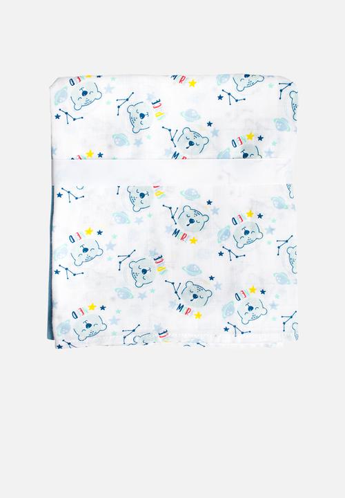 Character Group - Space bear 2 pack muslin blanket - blue