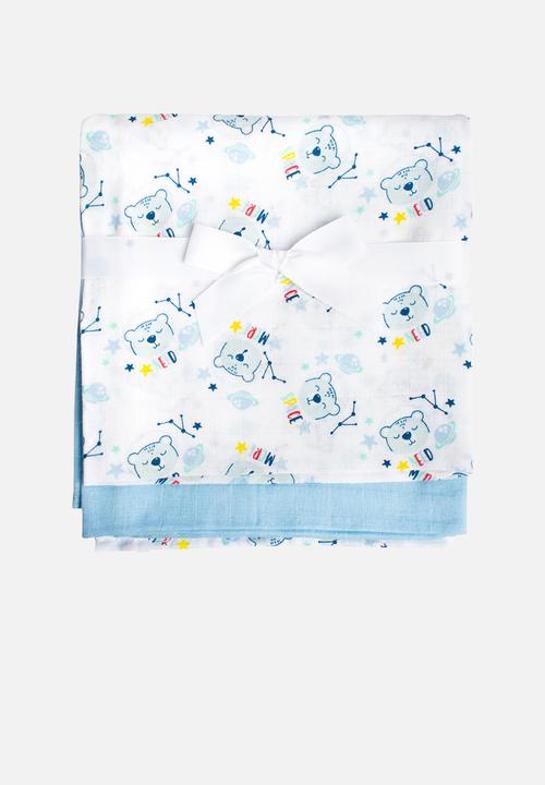 Character Group - Space bear 2 pack muslin blanket - blue