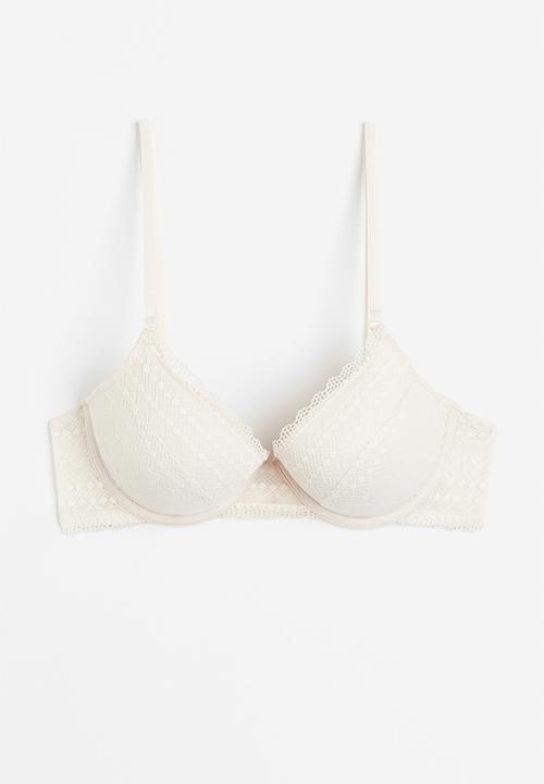H&M - Lace push-up bra - light beige