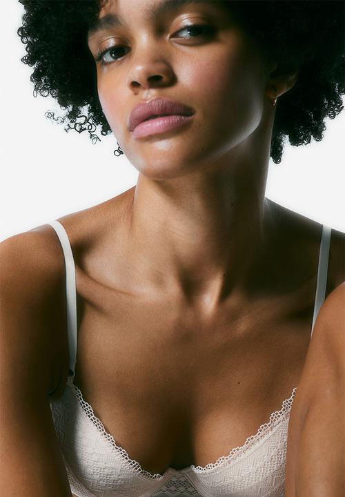 H&M - Lace push-up bra - light beige