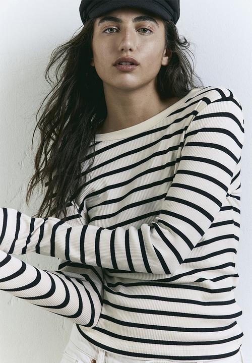 H&M - Ribbed jersey top - white