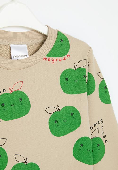 Pop Candy - Printed sweat top - green & beige