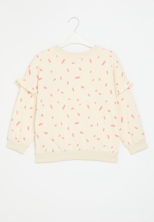 Pop Candy - Printed sweat top - ecru & pink