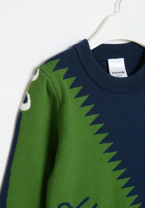 Pop Candy - Colourblock knit jersey - green & blue