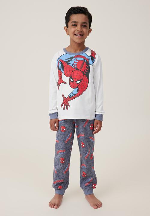 Cotton On - Ace long sleeve pyjama set licensed - lcn mar vanilla/spiderman crawl