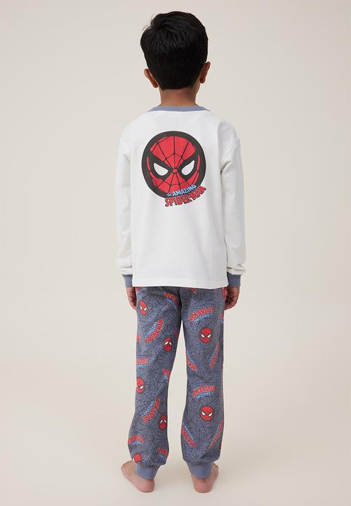 Cotton On - Ace long sleeve pyjama set licensed - lcn mar vanilla/spiderman crawl