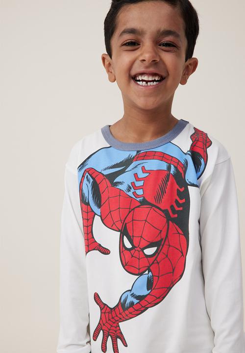 Cotton On - Ace long sleeve pyjama set licensed - lcn mar vanilla/spiderman crawl
